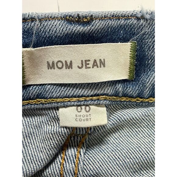 AE77 Mom Jeans 00 High Rise Distressed Light Wash Raw Hem Women’s Denim - Picture 3 of 9